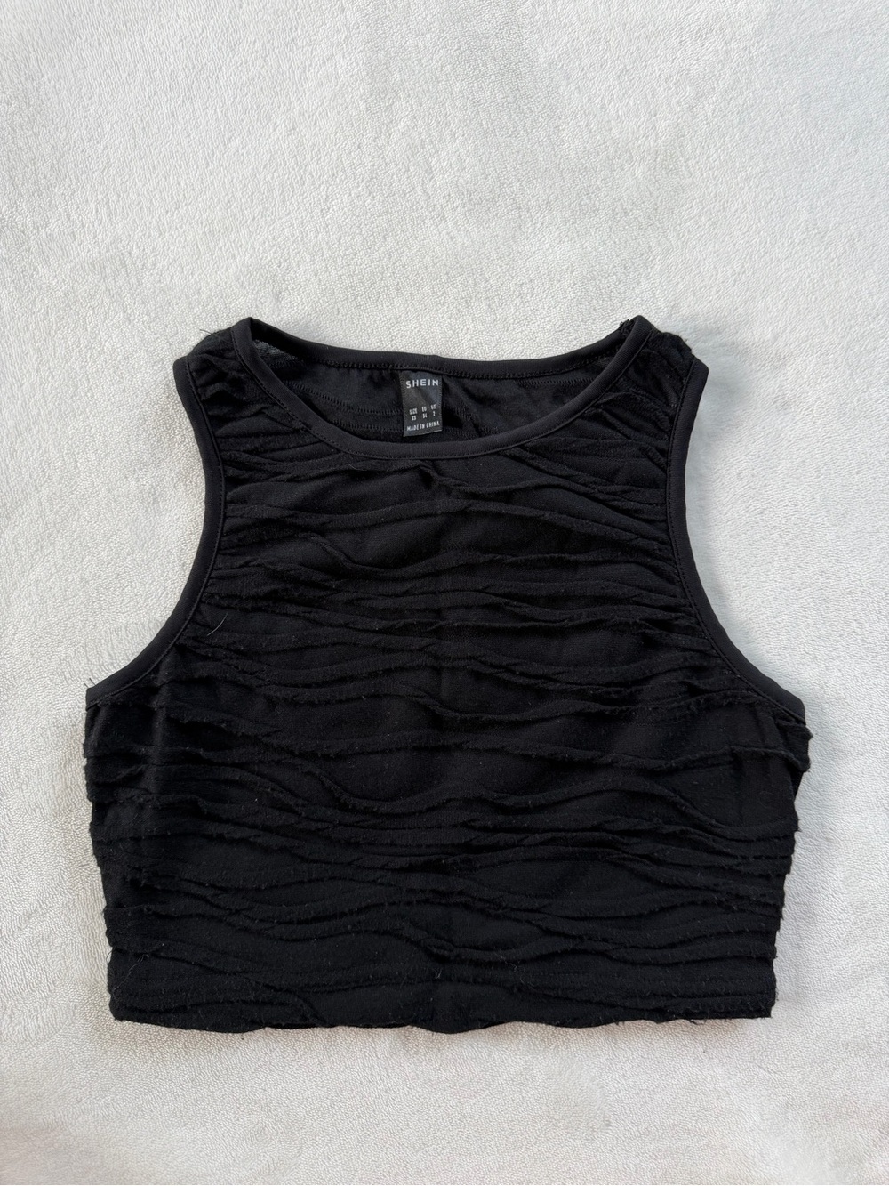 SHEIN Black Textured Crop Tank